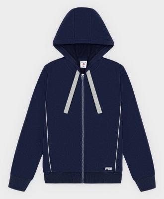 Толстовка спортивная на молнии с капюшоном синяя Button Blue, школьная форма для девочек  фото, kupilegko.ru